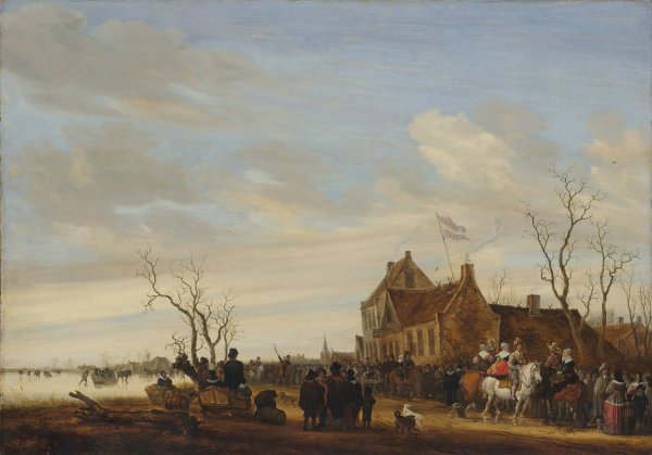 Drawing the Eel  by Salomon Van Ruysdael - Hand-Painted Oil Painting Reproduction