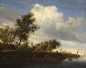 Ferry near Gorinchem by Salomon Van Ruysdael Oil Painting