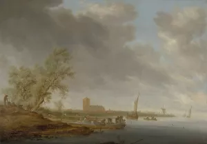 River Landscape with a View of Naarden by Salomon Van Ruysdael Oil Painting