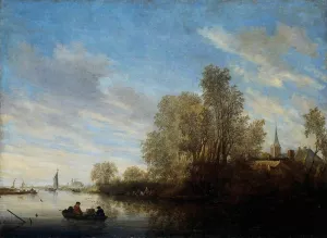 River View Near Deventer by Salomon Van Ruysdael - Oil Painting Reproduction