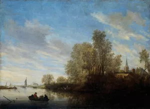 River View Near Deventer Oil painting by Salomon Van Ruysdael