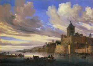 River View of Nijmegen with the Valkhof painting by Salomon Van Ruysdael