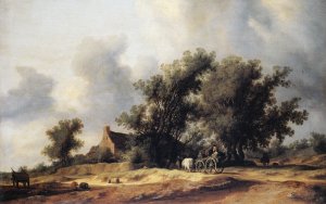 Road in the Dunes with a Passenger Coach by Salomon Van Ruysdael Oil Painting