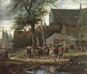Tavern with May Tree Detail painting by Salomon Van Ruysdael