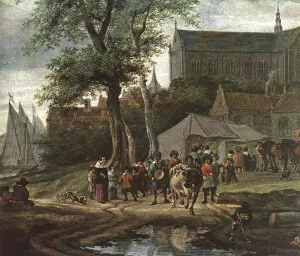 Tavern with May Tree Detail Oil painting by Salomon Van Ruysdael