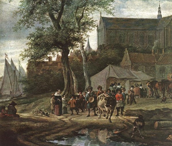 Tavern with May Tree  Detail by Salomon Van Ruysdael - Hand-Painted Oil Painting Reproduction