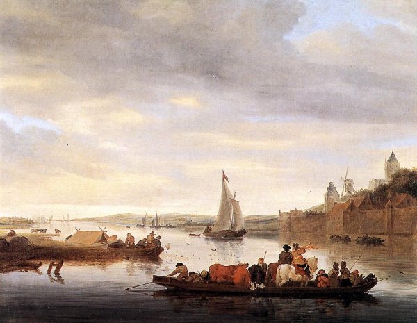 The Crossing at Nimwegen by Salomon Van Ruysdael - Hand-Painted Oil Painting Reproduction
