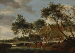 The Watering Place by Salomon Van Ruysdael Oil Painting