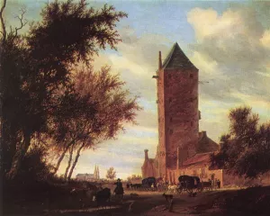 Tower at the Road by Salomon Van Ruysdael - Oil Painting Reproduction