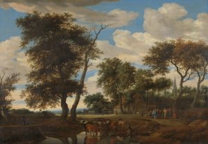 View of a village by Salomon Van Ruysdael Oil Painting