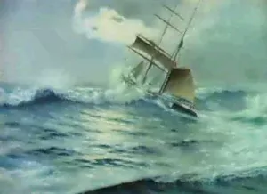 Das Schiff Capeando In Schwerer See by Salvador Abril y Blasco - Oil Painting Reproduction