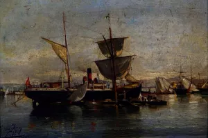 Puerto by Salvador Abril y Blasco - Oil Painting Reproduction