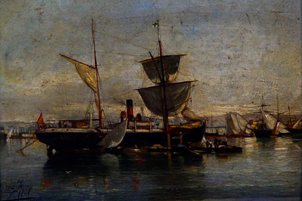 Puerto by Salvador Abril y Blasco - Hand-Painted Oil Painting Reproduction