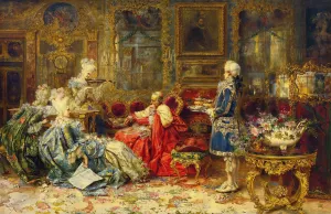A Musical Interlude by Salvador Sanchez Barbudo Oil Painting