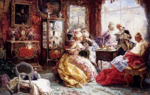 An Afternoon In The Salon by Salvador Sanchez Barbudo - Oil Painting Reproduction