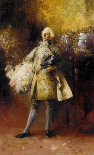An Elegant Couple by Salvador Sanchez Barbudo Oil Painting
