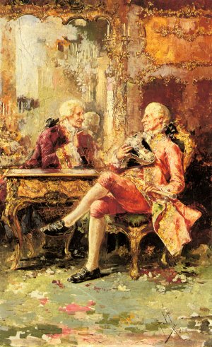 An Engaging Conversation by Salvador Sanchez Barbudo Oil Painting