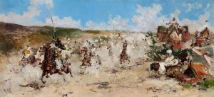 The Game of Gunpowder by Salvador Sanchez Barbudo Oil Painting