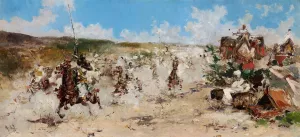 The Game of Gunpowder by Salvador Sanchez Barbudo Oil Painting