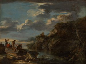 Bandits on a Rocky Coast by Salvator Rosa Oil Painting