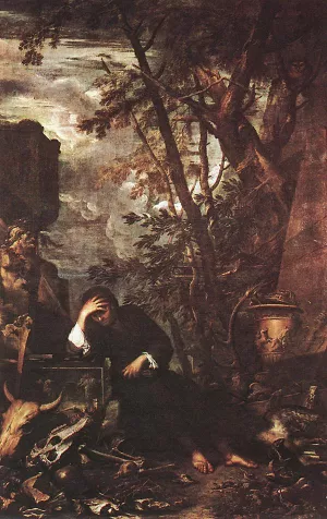 Democritus in Meditation by Salvator Rosa Oil Painting