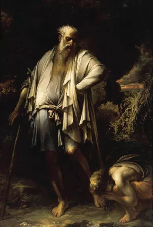 Diogenes Casting Away His Cup by Salvator Rosa - Oil Painting Reproduction