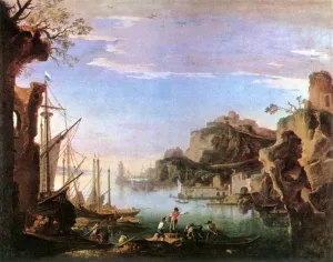 Harbour with Ruins by Salvator Rosa - Oil Painting Reproduction