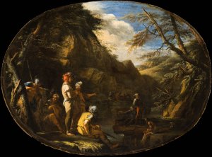 Landscape with Armed Men by Salvator Rosa Oil Painting