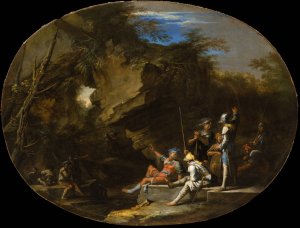 Landscape with Armed Men by Salvator Rosa Oil Painting