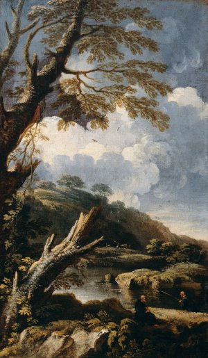 Monks Fishing by Salvator Rosa Oil Painting