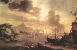 View of the Gulf of Salerno by Salvator Rosa - Oil Painting Reproduction