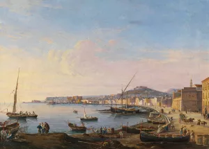 Naples, a view of the Marinella Oil painting by Salvatore Candido