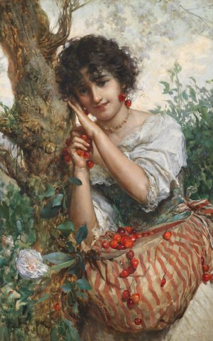 Kirschenzeit by Salvatore Postiglione Oil Painting