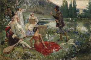 Motiv aus dem Decamerone by Salvatore Postiglione Oil Painting