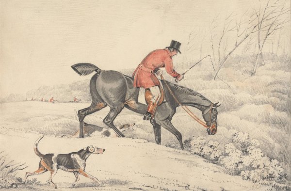 Foxhunting; Rider and a Couple of Hounds Entering a Covert by Samuel Alken - Hand-Painted Oil Painting Reproduction