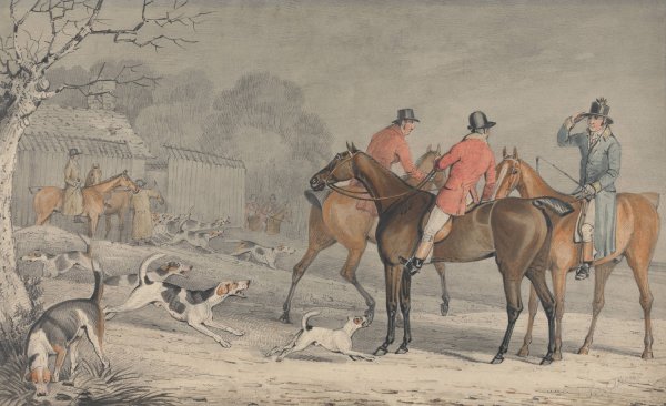 Foxhunting; The Meet, With Hounds Coming Out of Kennel by Samuel Alken - Hand-Painted Oil Painting Reproduction