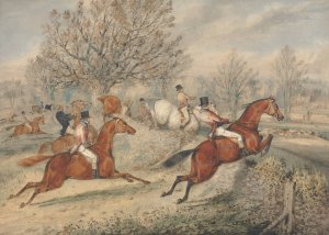 Stag Hunting: Full Cry; the Stag Hounds Tear Down a Slop at Right by Samuel Alken Oil Painting