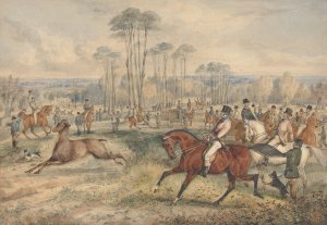 Stag Hunting: The Meet; a Hind Released From a Van by Samuel Alken Oil Painting