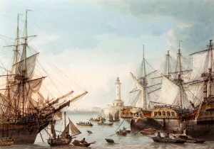 Shipping In Ramsgate Harbour Oil painting by Samuel Atkins