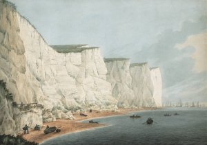 The Fleet Off the Coast, Beachy Head Oil painting by Samuel Atkins