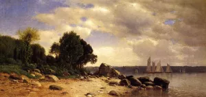 View on the Hudson painting by Samuel Colman Jr.