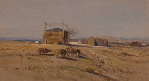 Autumn Fields at Newport by Samuel Colman Oil Painting