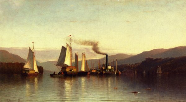 Main Product Photo of Becalmed in the Highlands Painting by Samuel Colman