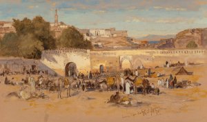 Evening Before Market at Tangiers by Samuel Colman Oil Painting