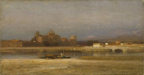 Main Product Photo of On the Viga, Outskirts of the City of Mexico Painting by Samuel Colman