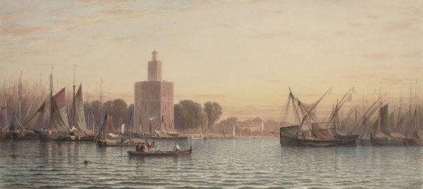 Main Product Photo of The Harbor of Seville  Painting by Samuel Colman