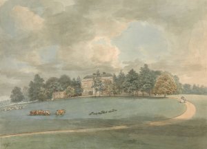 A Country House with Figures on the Drive by Samuel Davis Oil Painting