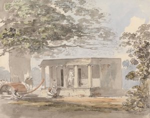 A European Gentleman Entering a Bungalow in India by Samuel Davis Oil Painting