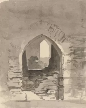 An Arched Entrance into a Ruined Building by Samuel Davis Oil Painting