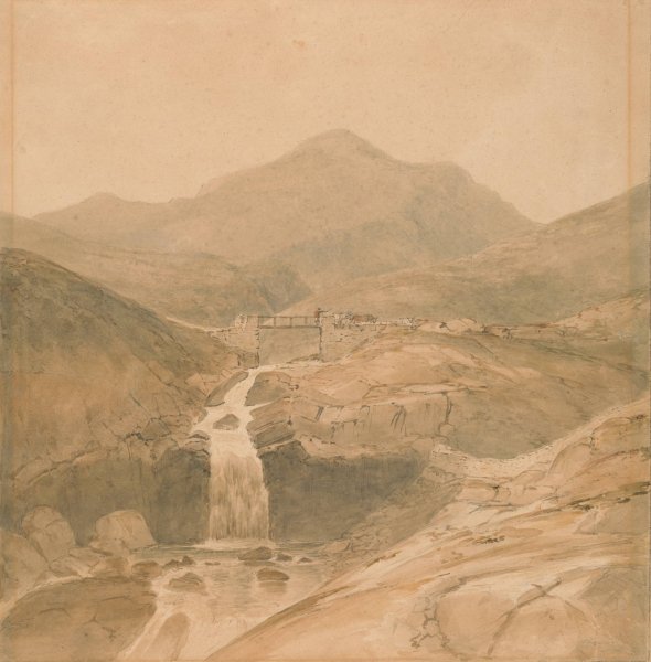 Ceapen Pichan Bridge, Moelwyn Mawr by Samuel Davis - Hand-Painted Oil Painting Reproduction